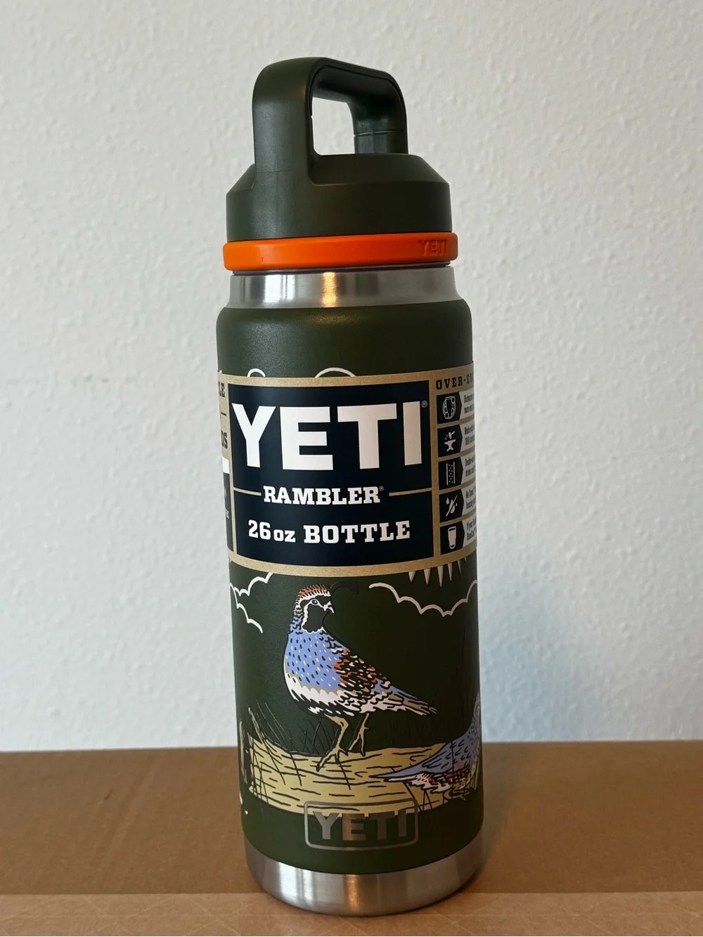 Yeti Rambler 26oz  Bottle Upland Bird Olive King Crab Orange | New